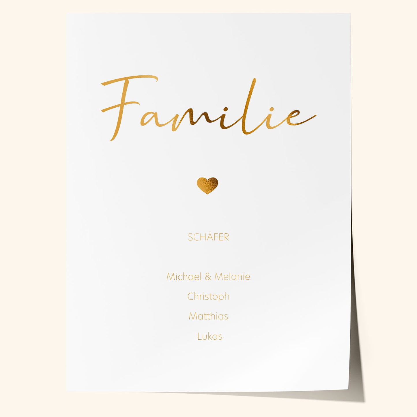 Familie – Personalisiertes Bild mit Goldfolie