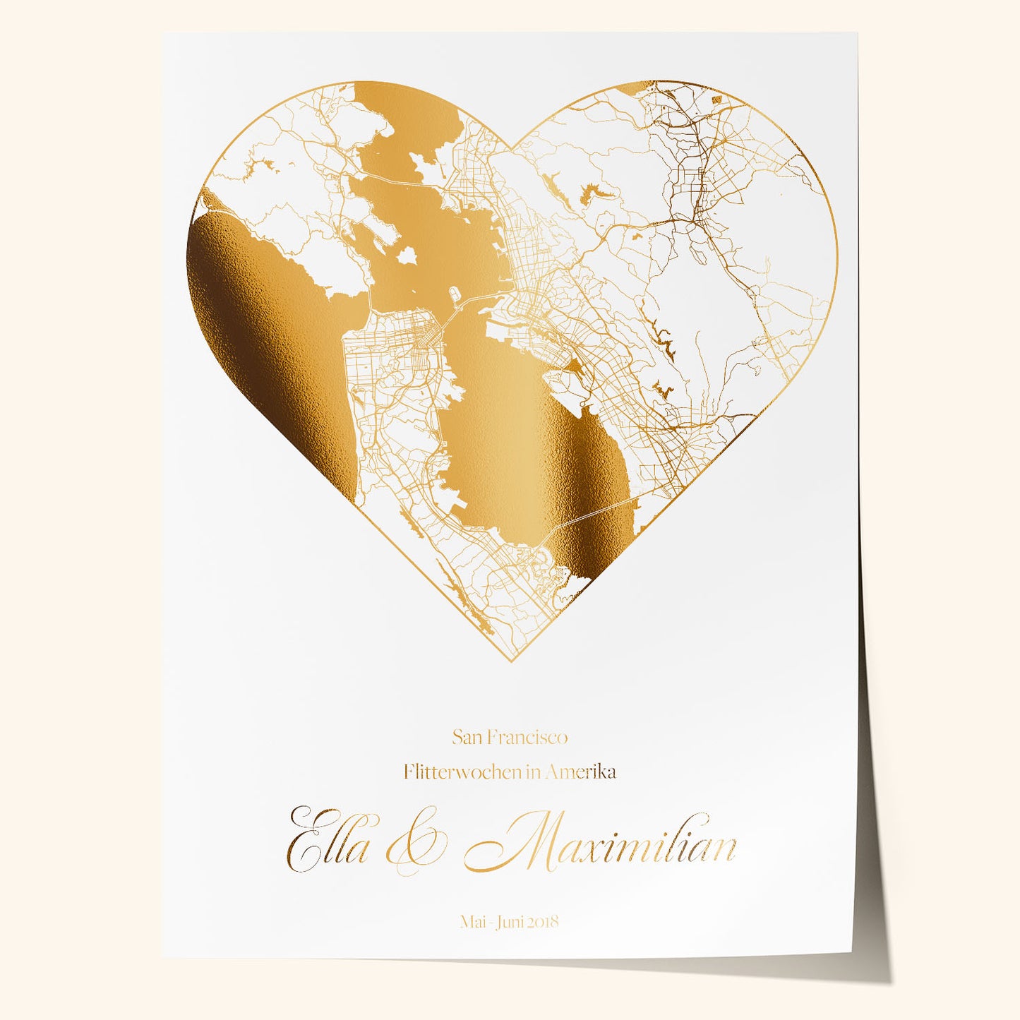 Personalisierte Herz-Karte mit Goldfolie