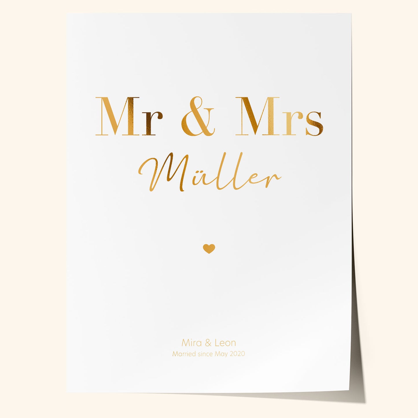 Mr & Mrs – Personalisiertes Bild mit Goldfolie