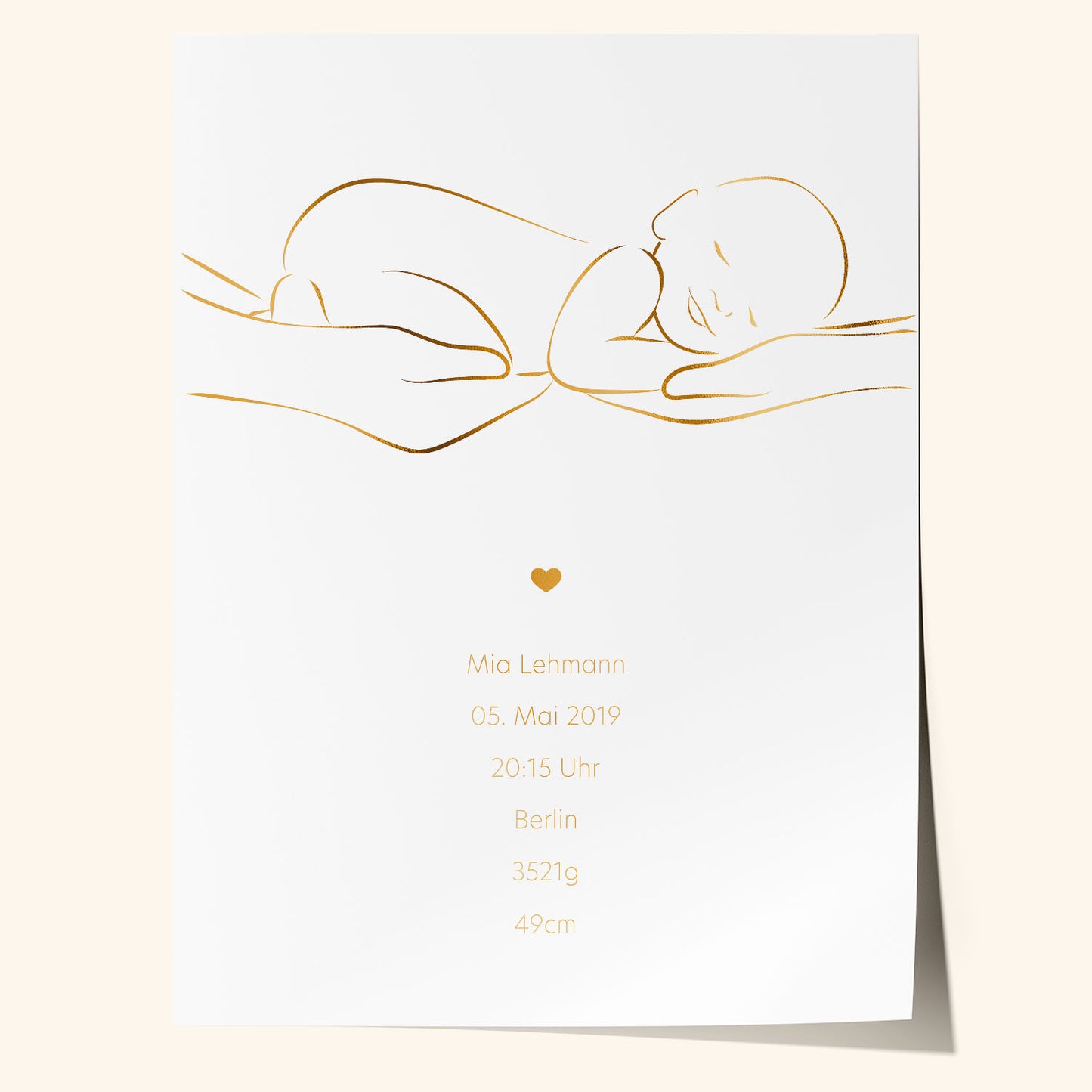 Baby – Personalisiertes Bild mit Goldfolie
