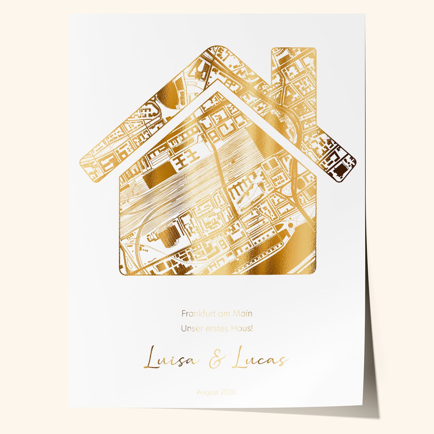 Haus – Personalisiertes Bild mit Goldfolie