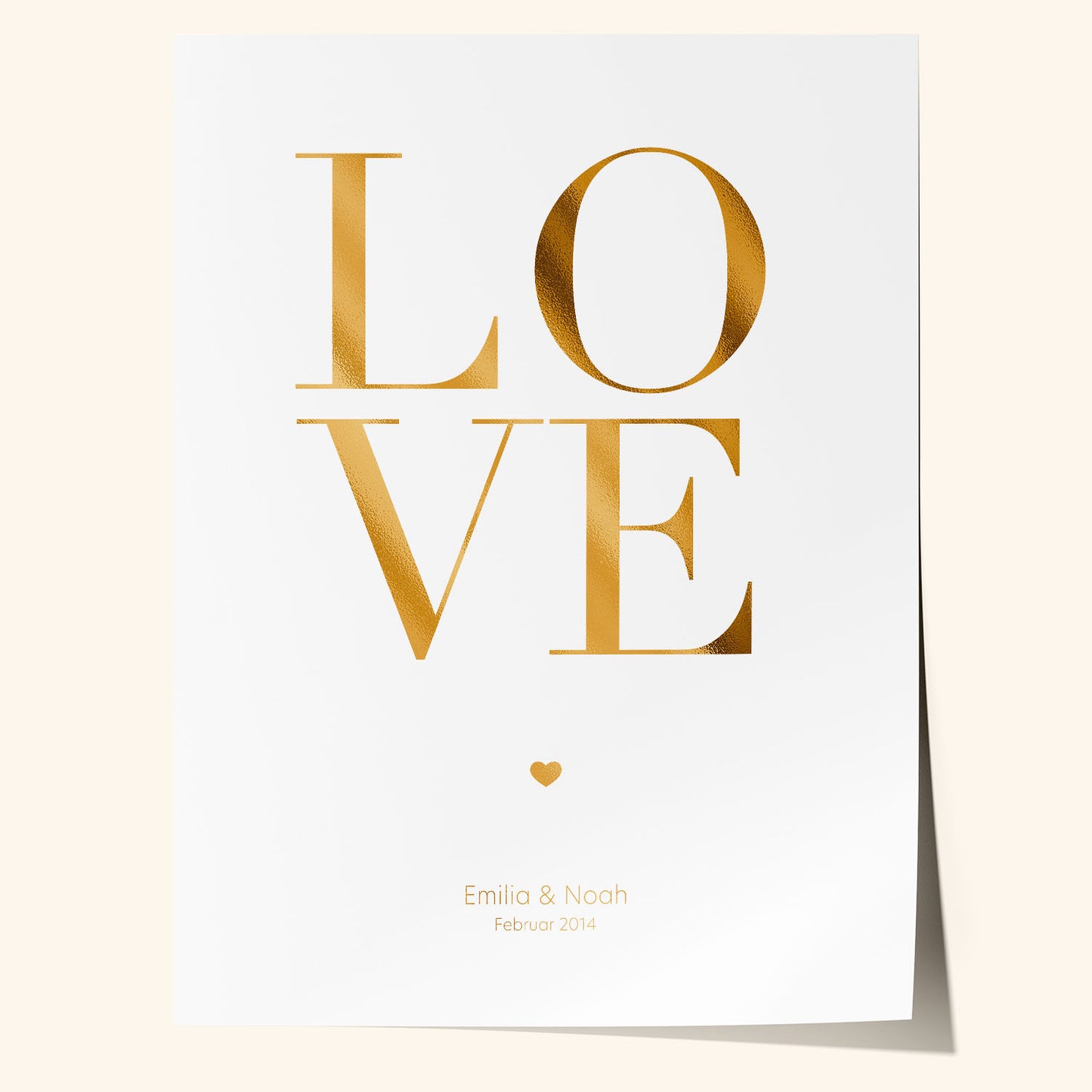 Personalisiertes Bild mit Goldfolie – LOVE