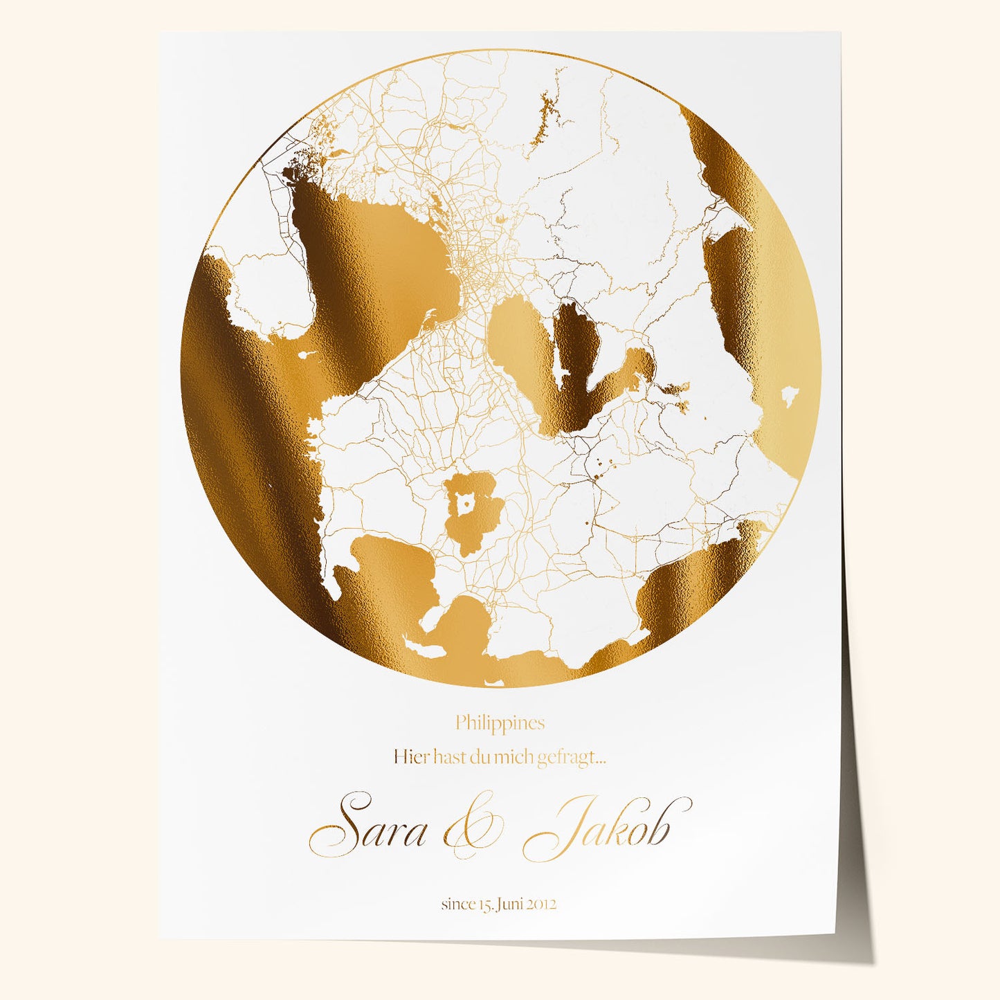 Personalisierte Karte mit Goldfolie – Rund