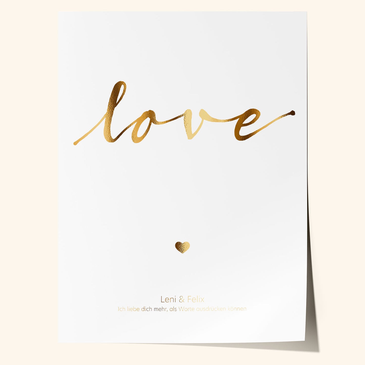 love – Personalisiertes Bild mit Goldfolie